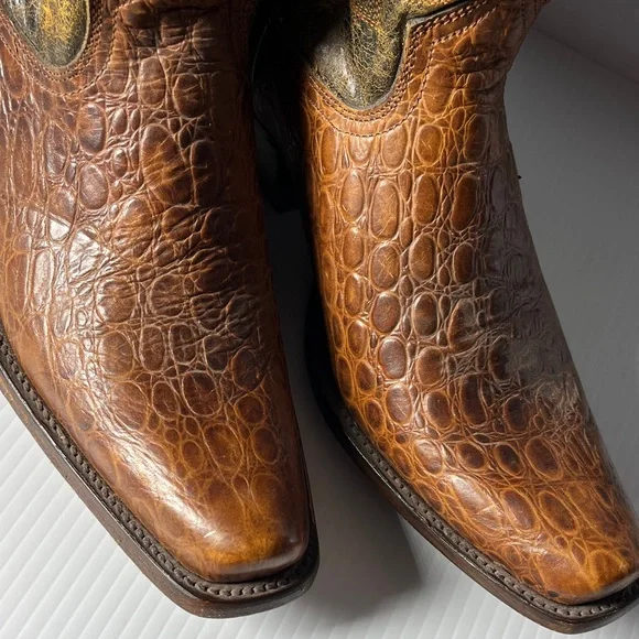 Stetson Brown Embossed Leather Boots